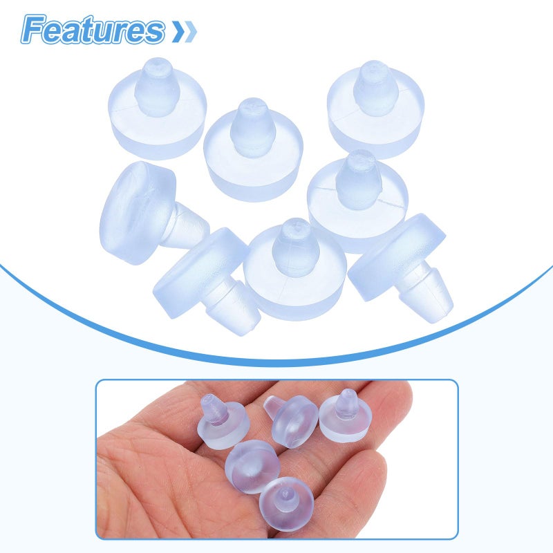 uxcell 18Pcs Glass Table Top Bumpers with Stem, 6.5mm/0.26"" Rubber Bumper Grippers Large Base Anti Slip Table Spacers for Patio Cabinet Furniture (Fits 1/4Inch Hole), Clear - Image 3